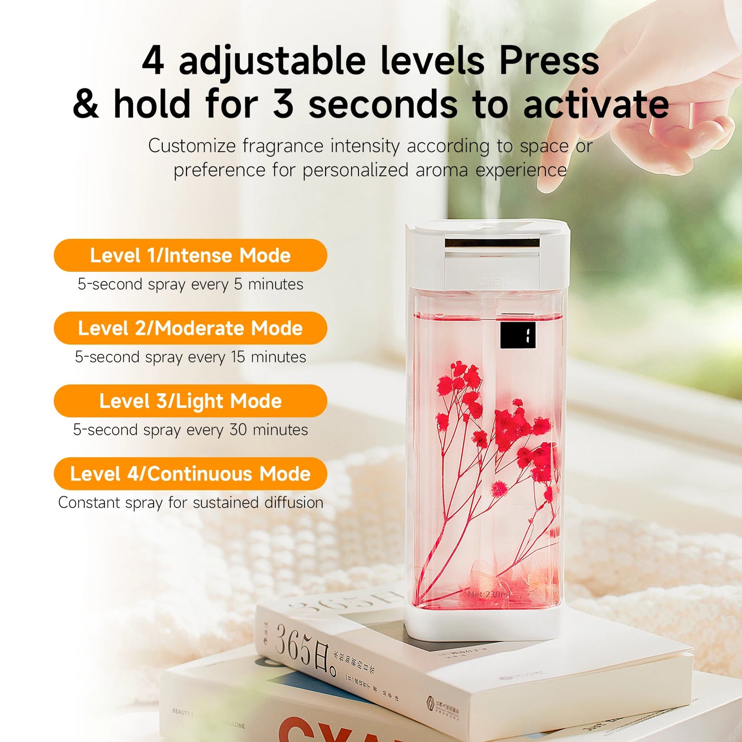 230ml Smart Aroma Diffuser, Auto Air Freshener with Refills, Premium Essential Oil Mist Sprayer, Long-Lasting Fragrance