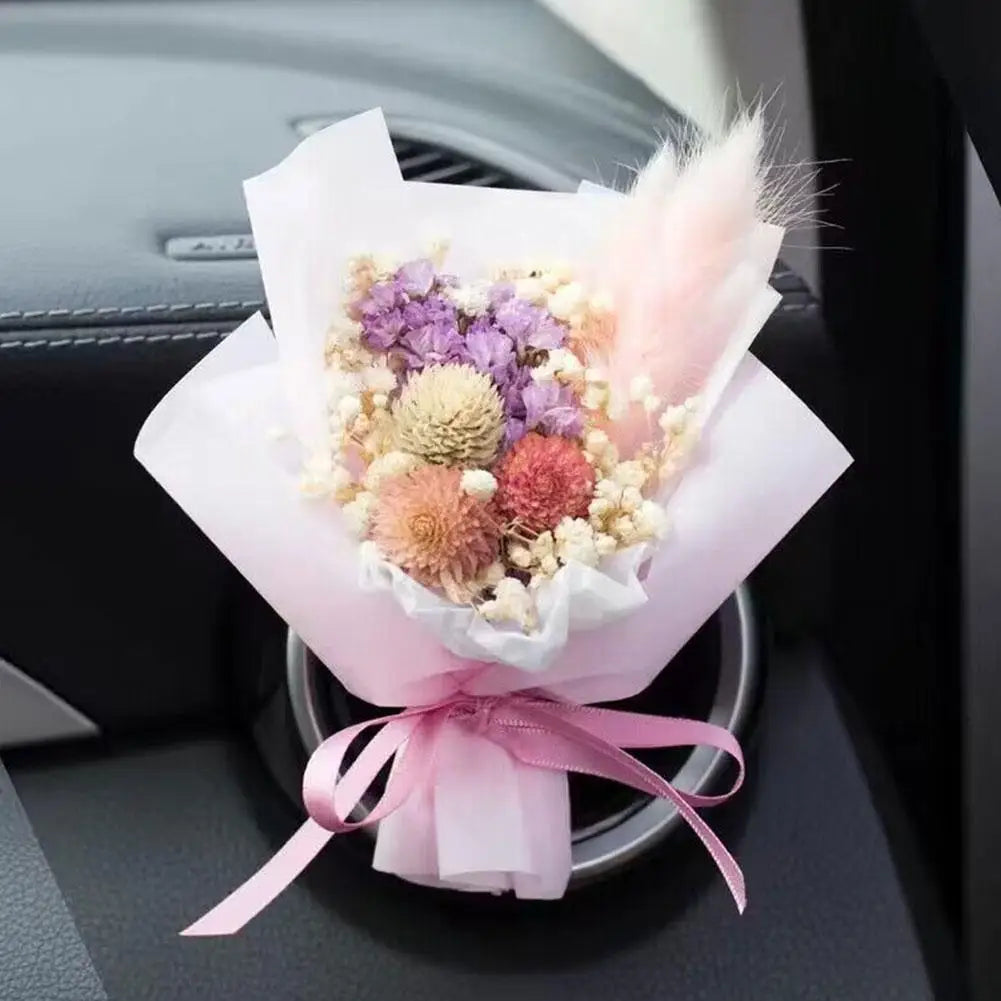 Dried Flower Car Air Freshener Car Air Outlet Aromatherapy For Girls Bouquet Auto Vent Clip Car Accessories Car Decoration