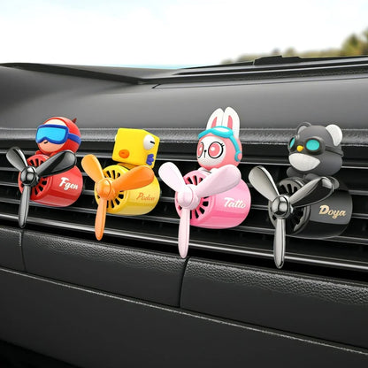 New Car Air Freshener Cute Cartoon Pilot Car Interior Perfume Diffuser Outlet Rotating Propeller Outlet Fragrance Car Perfume