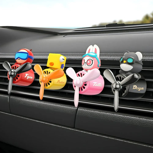 New Car Air Freshener Cute Cartoon Pilot Car Interior Perfume Diffuser Outlet Rotating Propeller Outlet Fragrance Car Perfume