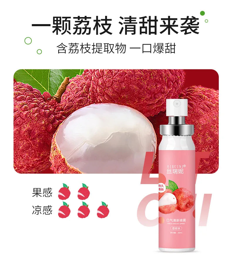 Oral Freshening Spray Natural Fruity Flavor Freshener Spray Oral Care Spray Portable Long-lasting Remove Oral Odor for Smoker