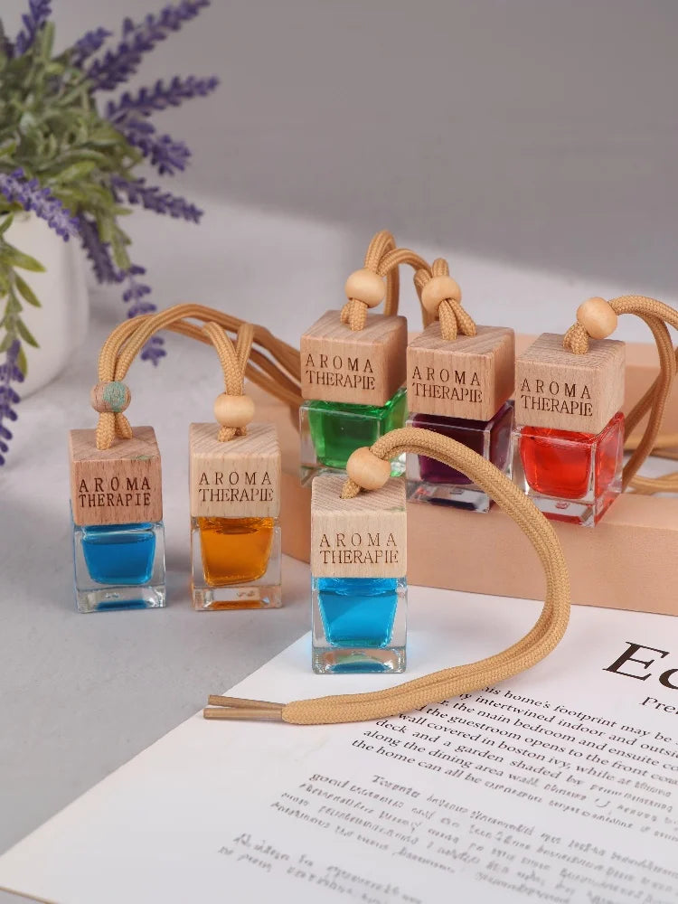 Wood Hanging Car Air Freshener Diffuser Perfume Aromatherapy Essential Oil Bottle Hanging Car Air Freshener Car Auto Accessories