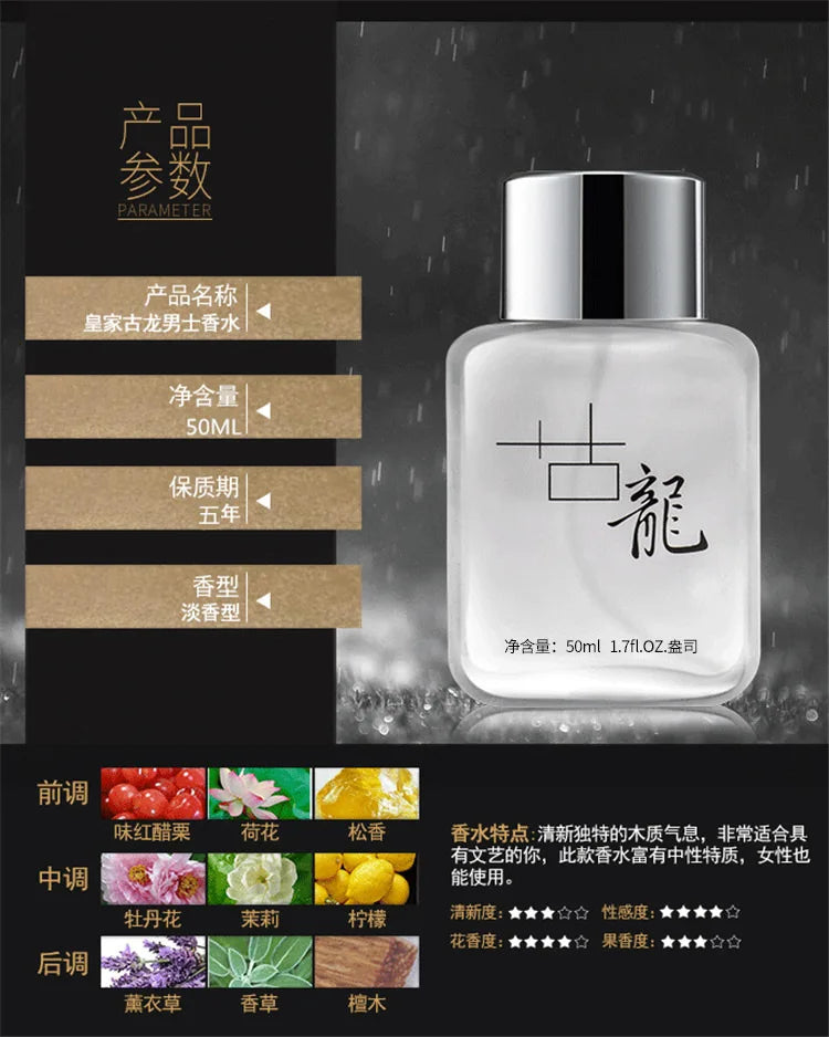 50ml Men Perfume Pheromones Gentleman Perfume Natural Fresh Long-lasting Fragrance Charming Cologne Perfume Couple Date Gift