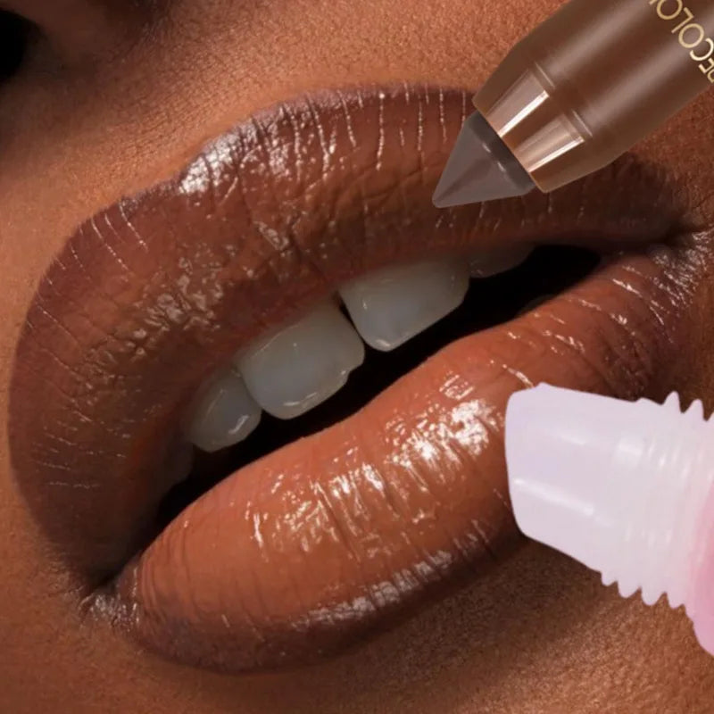 1 Set Hydrating Lip Gloss & Lip Liner Pen, Define Your Lips with 3D Precision, Non-sticky Water Gloss Look, Daily Makeup