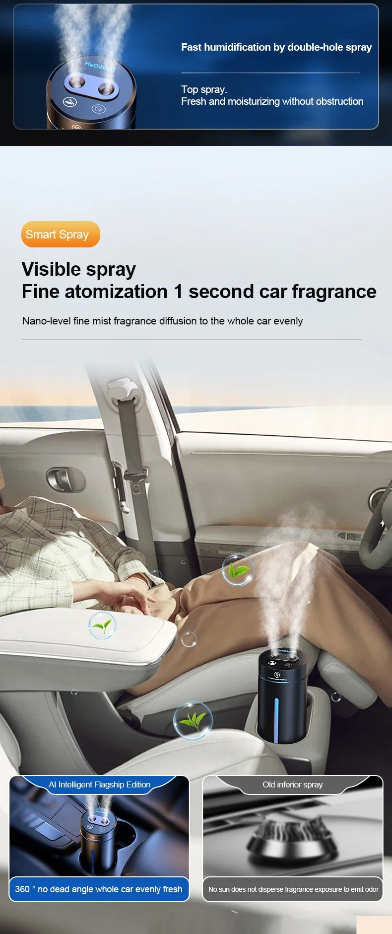 Car Air Freshener USB Charge Aroma Humidifier Mini Essential Oil Diffuser Car Flavoring Aromatherapy Interior Car Accessories