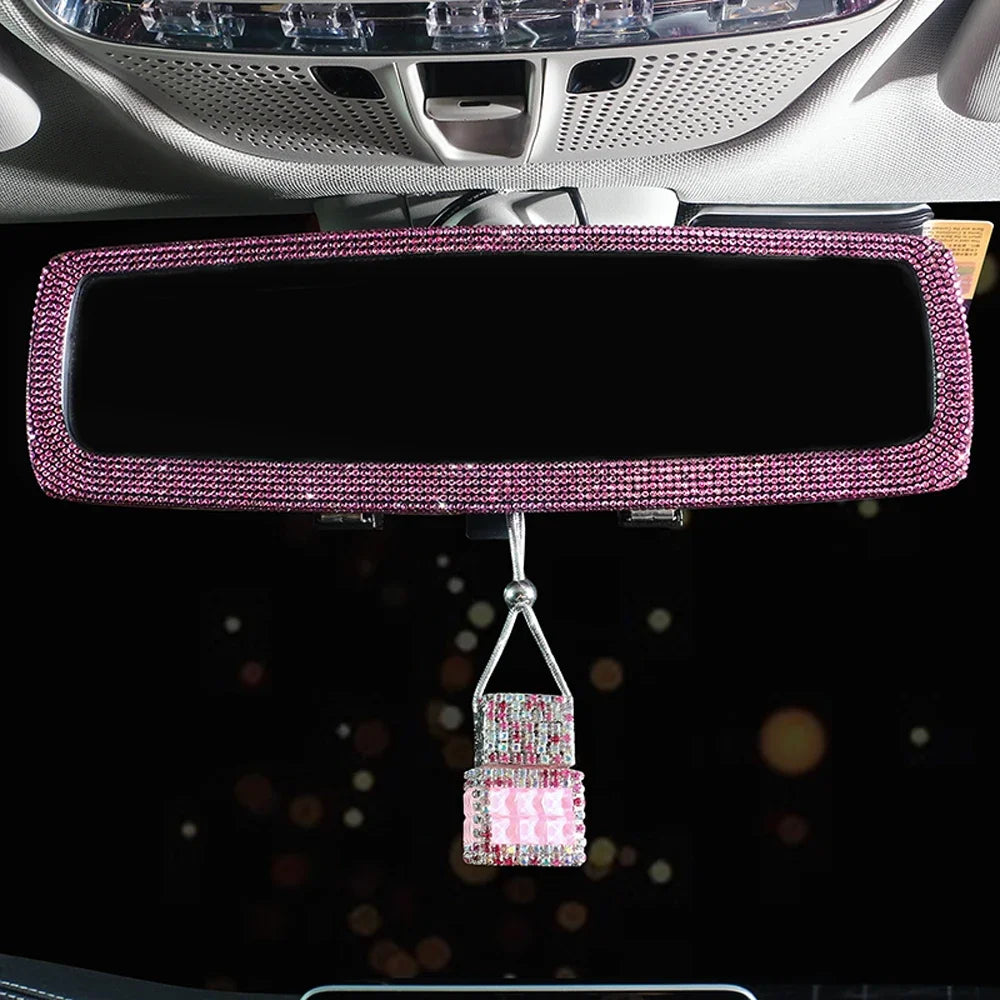 New Car Hanging Air Freshener Empty Glass Bottle Perfume Rearview Mirror Ornament Car Stuff Bling Car Accessories for Woman