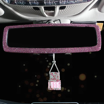 New Car Hanging Air Freshener Empty Glass Bottle Perfume Rearview Mirror Ornament Car Stuff Bling Car Accessories for Woman