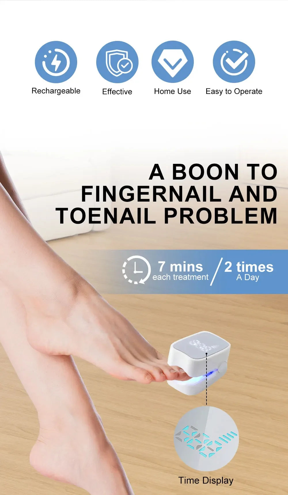 Nails Fungus Laser Treatment Device Rechargeable UV Lamp Fingernails Toenails Onychomycosis Therapy Sterilize Repair Care Tools