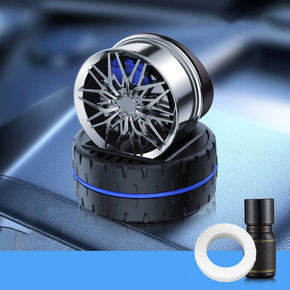 Car Air Fresheners Air Diffuser Solar Powered Rotating Car Purifier Humidifier Simulated Wheels Shape Essential Oil Diffuser