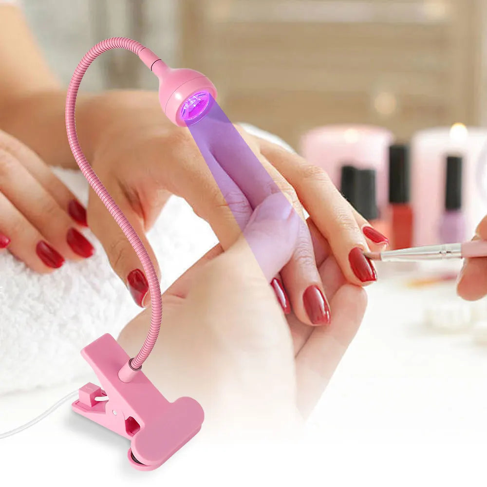 Nail LED UV Lamp for Drying Gel Nails Polish Clip-On Flexible Desk Mini Portable USB Nail Lamp UV Light Dryer for Manicure Salon