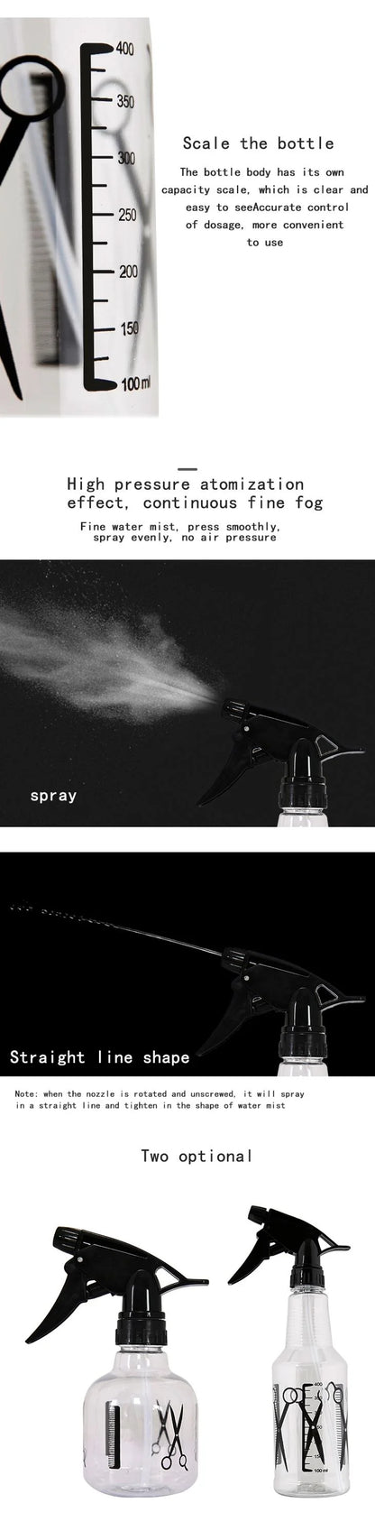 250ML Hairdressing Spray Bottle Salon Barber Hair Tools Water Sprayer Transparent Make-up Style Portable Plastic Spray Bottles