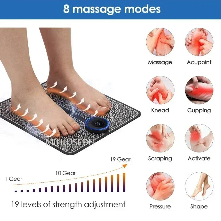 Foot Massage Mat Massager Feet Ems Calf Electric Tool Device Blood Circulation Spa Exerciser Insoles Myostimulator Machine Detox