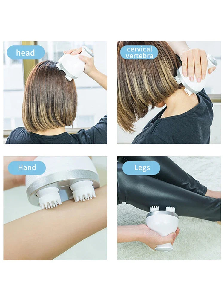 Electric Cordless Hair Scalp Massager with Kneading 4 Massage Nodes Handheld Portable Head Scratcher Massager Stress Relax