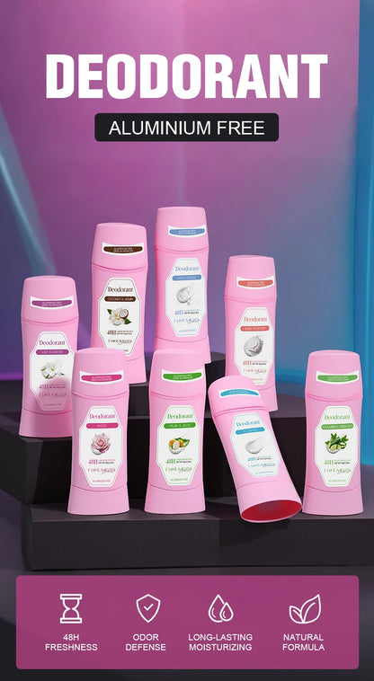 Women's Refreshing & Durable Solid Perfume, White Flowers and Rose Aroma,for All Day Underarm Sweat and Odor Protection 2.22OZ