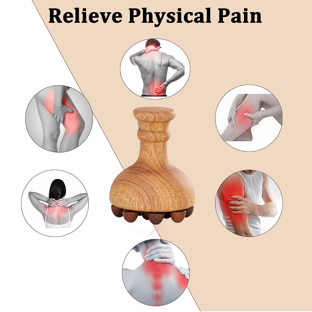 Therapy Massage Tools | Wooden Mushroom Massager | Lymphatic Drainage Massager Wood | Maderoterapia kit |Meridian Pressure Brush