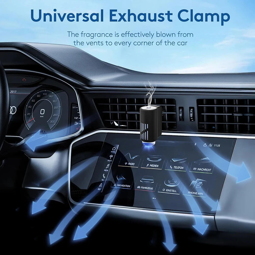 Car Air Freshener Diffuser, Smart Car Air Freshener with 3 Adjustable Light Modes, Rechargeable Aromatizante Para Carro Essentia