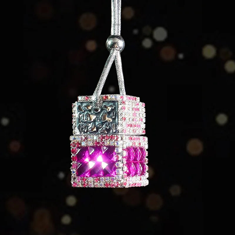 New Car Hanging Air Freshener Empty Glass Bottle Perfume Rearview Mirror Ornament Car Stuff Bling Car Accessories for Woman