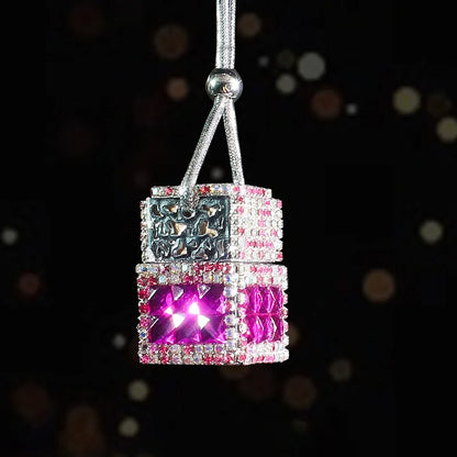 New Car Hanging Air Freshener Empty Glass Bottle Perfume Rearview Mirror Ornament Car Stuff Bling Car Accessories for Woman