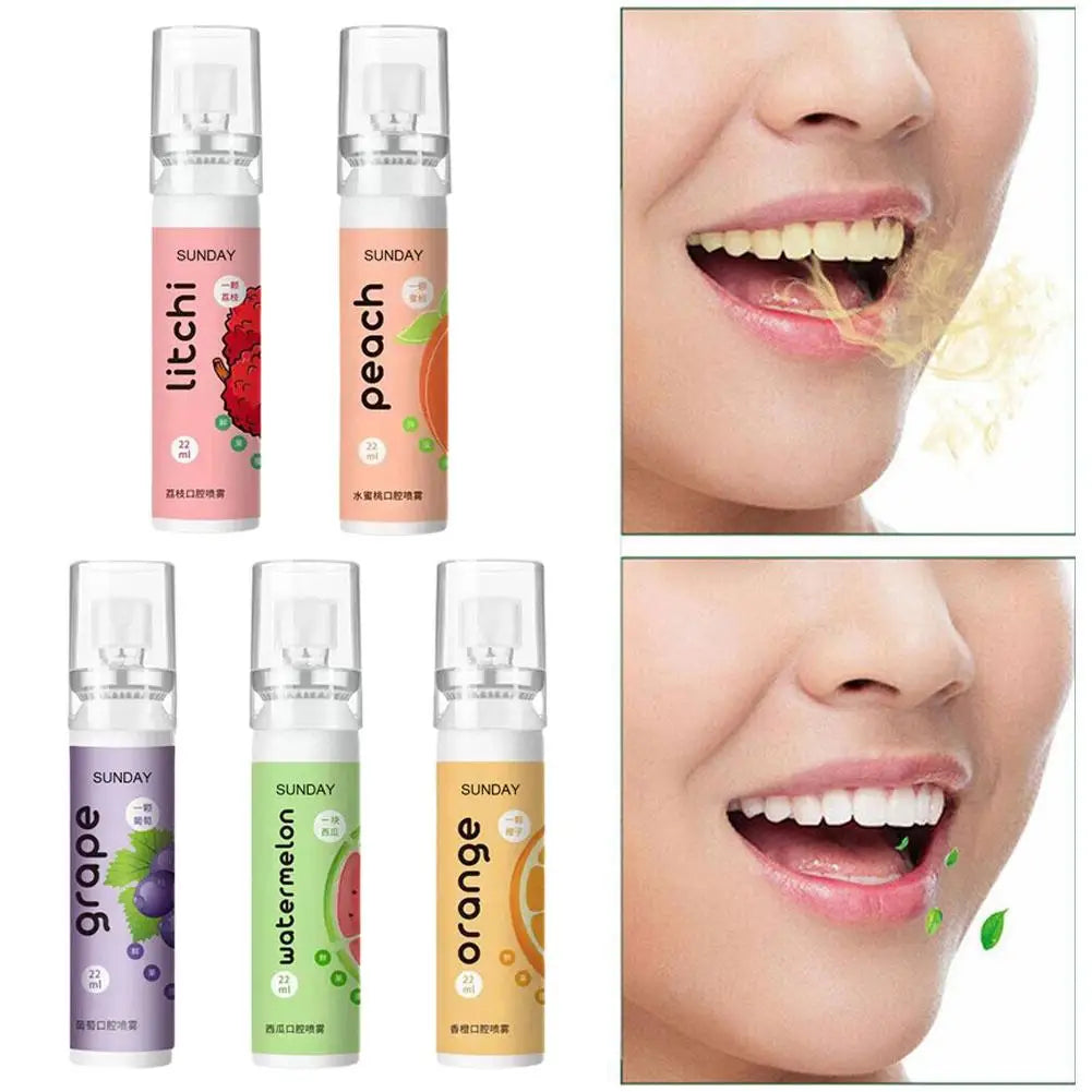Fresh Oral Spray Fruit Flavour Fresh Breath Spray Portable Refreshing Cool Fresh Breath Oral Odor Remover Fights Bad Breath