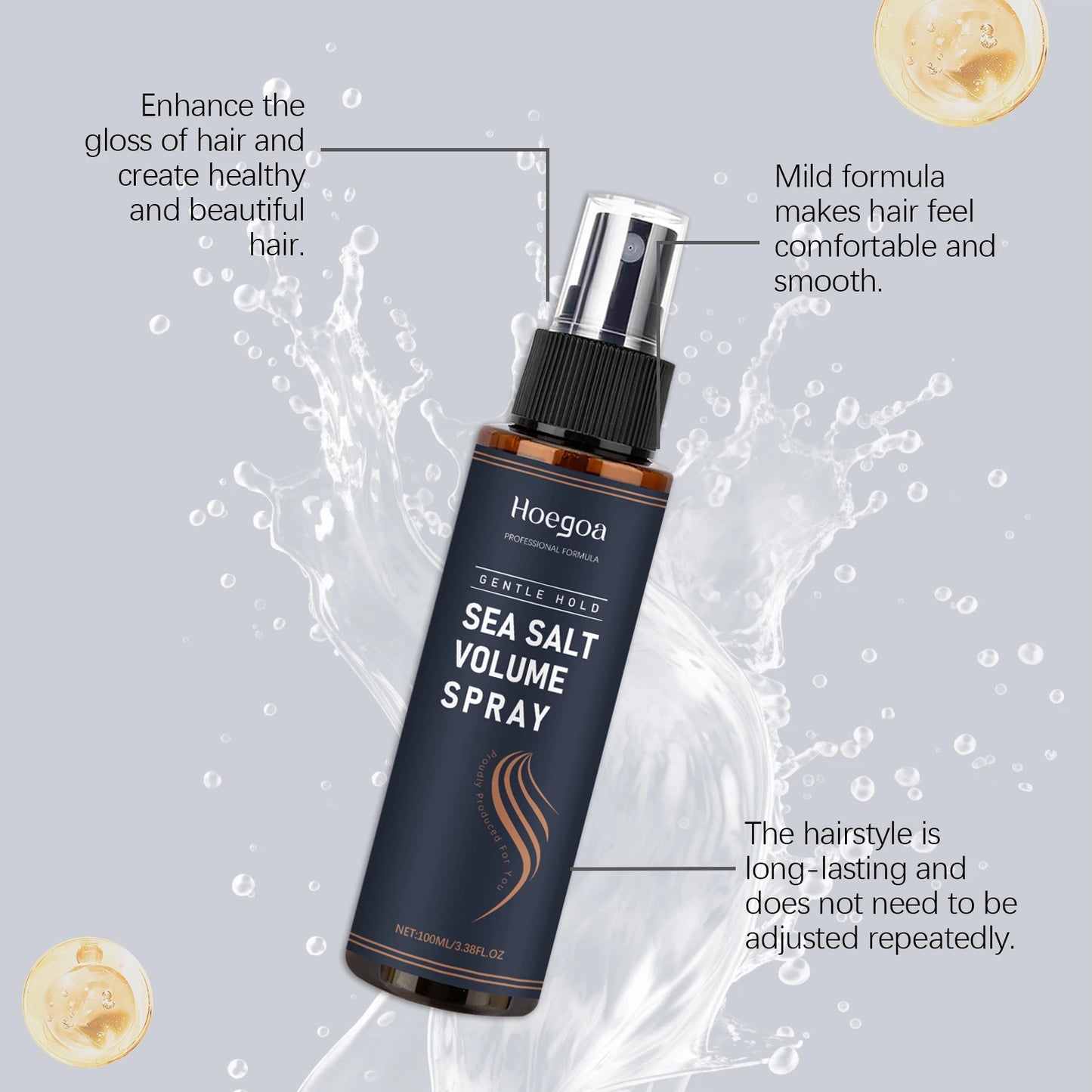 Sea Salt Hair Spray For Volume & Texture, Lightweight Styling Spray, Natural Hold, Frizz Control, Non-Greasy For Women & Men