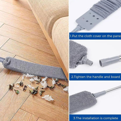 Floor Flat Duster Retractable Flat Cleaning Supplies Multipurpose  Microfiber Duster Under Appliance Cleaning Tool For Home