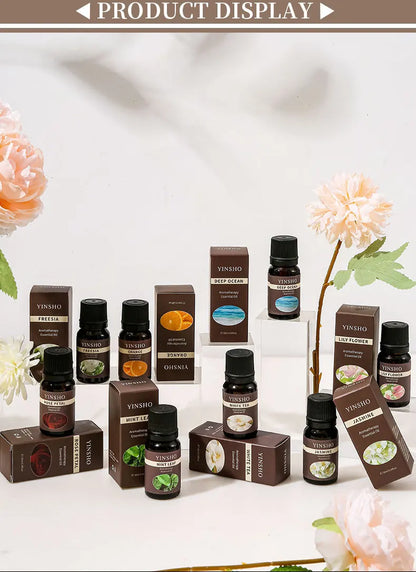 13 Flavors 10ml Essential Oils For Aroma Diffuser AirHumidifier Home Water-soluble Lavender Rose Eucalyptus White Peach Oolong