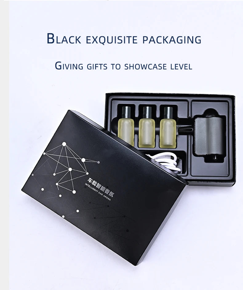 Car Air Freshener, Three Adjustable Modes Intelligent Car Aroma Diffuser, Rechargeable Car Aroma Diffuser, Black