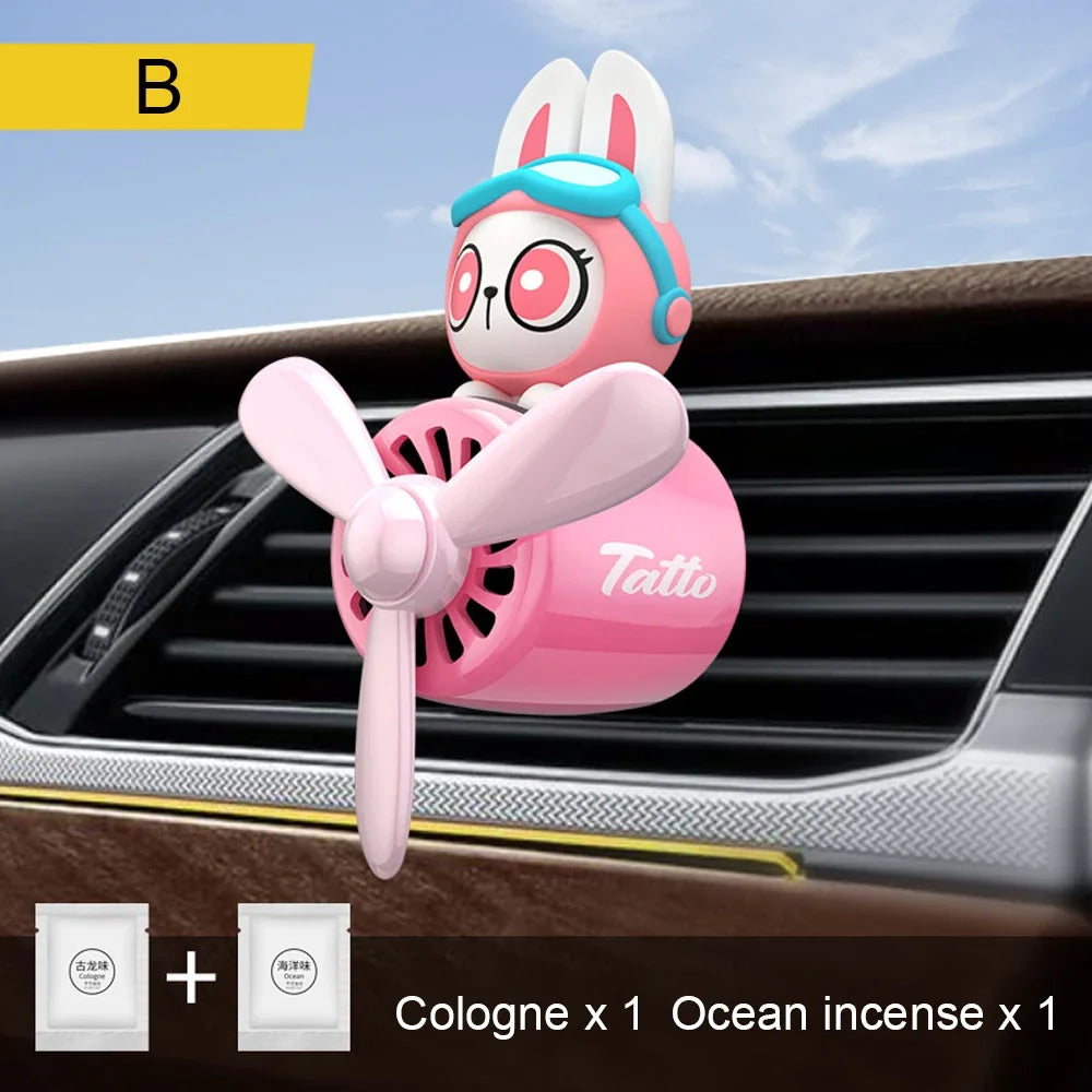 New Car Air Freshener Cute Cartoon Pilot Car Interior Perfume Diffuser Outlet Rotating Propeller Outlet Fragrance Car Perfume