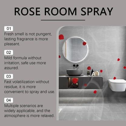 Rose Scented Room Spray 100ml Long Lasting Air Freshener for Bedroom Bathroom Office Instant Odor Eliminator Natural Fragrance