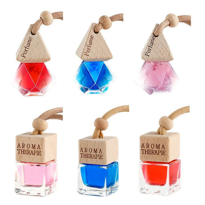 Wood Hanging Car Air Freshener Diffuser Perfume Aromatherapy Essential Oil Bottle Hanging Car Air Freshener Car Auto Accessories