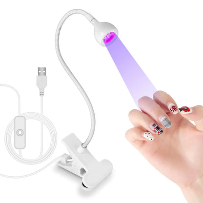 Nail LED UV Lamp for Drying Gel Nails Polish Clip-On Flexible Desk Mini Portable USB Nail Lamp UV Light Dryer for Manicure Salon