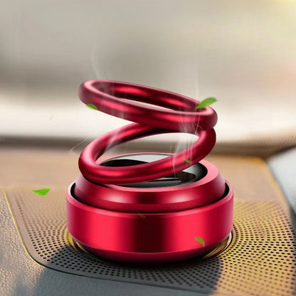 Car Air Freshener Solar Powered Double Ring Rotating Air Cleaner Automobile Interior Perfume Fragrance Diffuser Aromatherapy