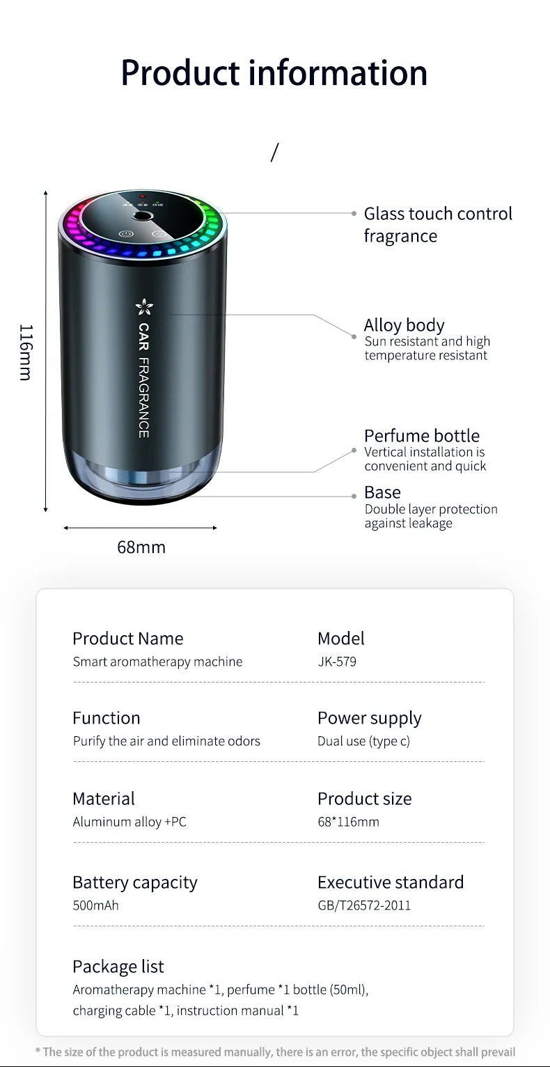 Car Air Freshener 3 in 1 Color Car Perfume Aroma Diffuser Automatic Spray Deodorization Aroma Diffuser Colorful Atmosphere Light