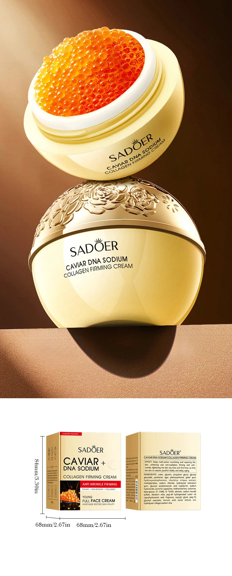 Caviar Anti-Wrinkle Face Cream Collagen Anti-Aging Firming Lift Fade Fine Lines Moisturizing Smooth Brighten Skin Care Products