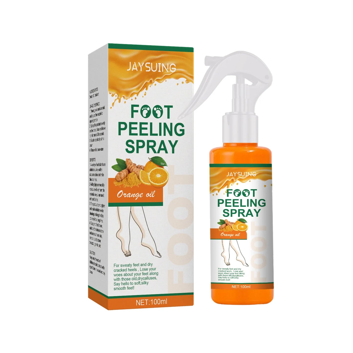100ml Foot Peeling Spray Orange Essential Oil Exfoliating Nourish Peel Feet Calluses Dead Skin Remover Pedicure Foot Care Tool