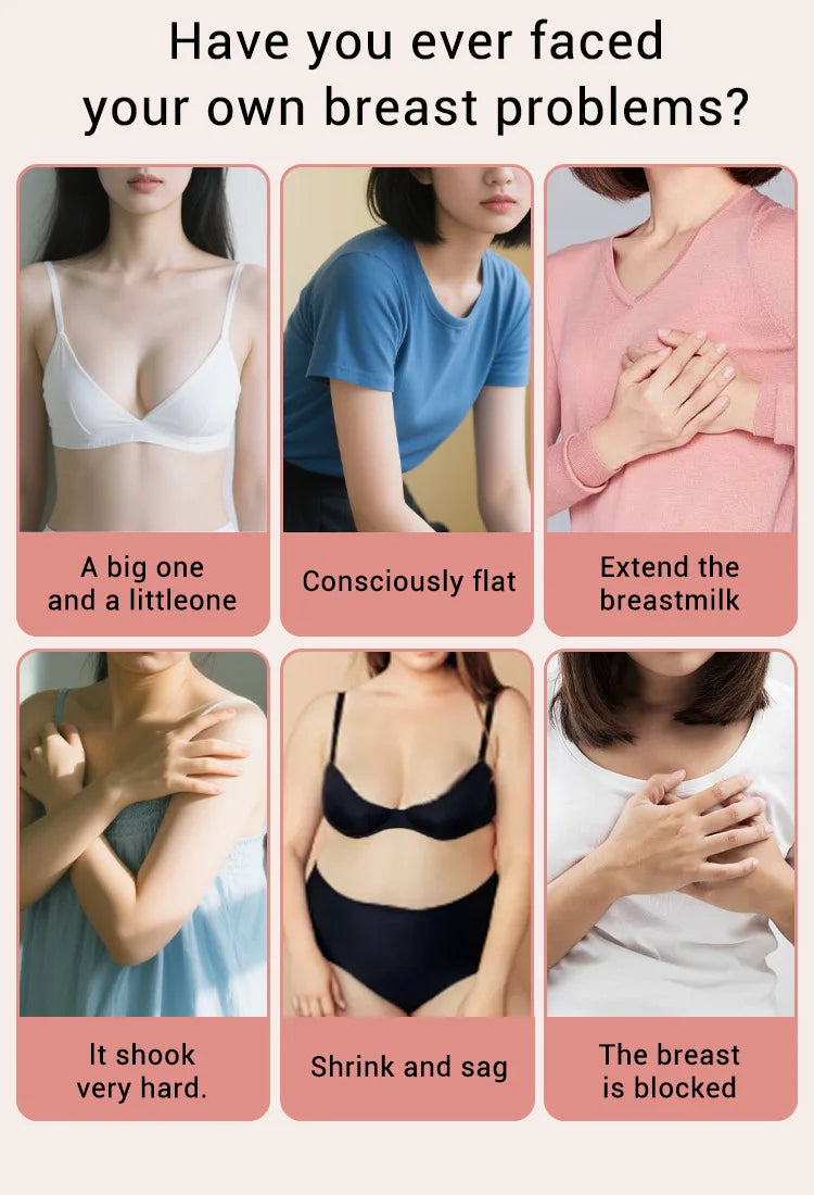 Breast Massager with Heat and Red Blue Light Therapy - 6 Modes 6 Intensity Electric Massage for Firming, Lifting and Skin Care,