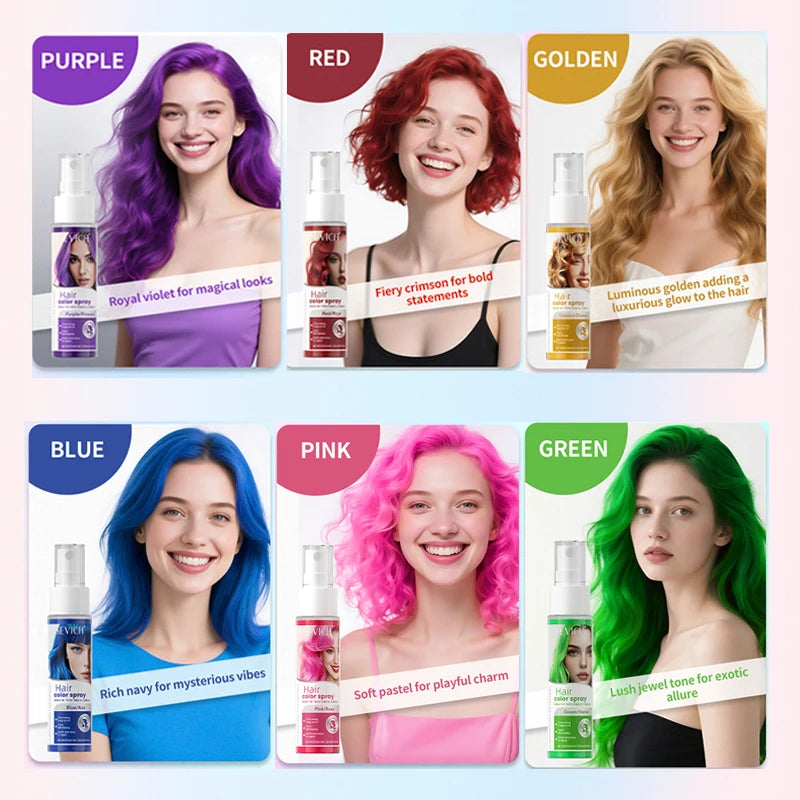 New Hair Color Spray Temporary Diy Hair Dye Spray Halloween Party Costume Instant Hair Styling Spray Disposable Hair Tools 30ml