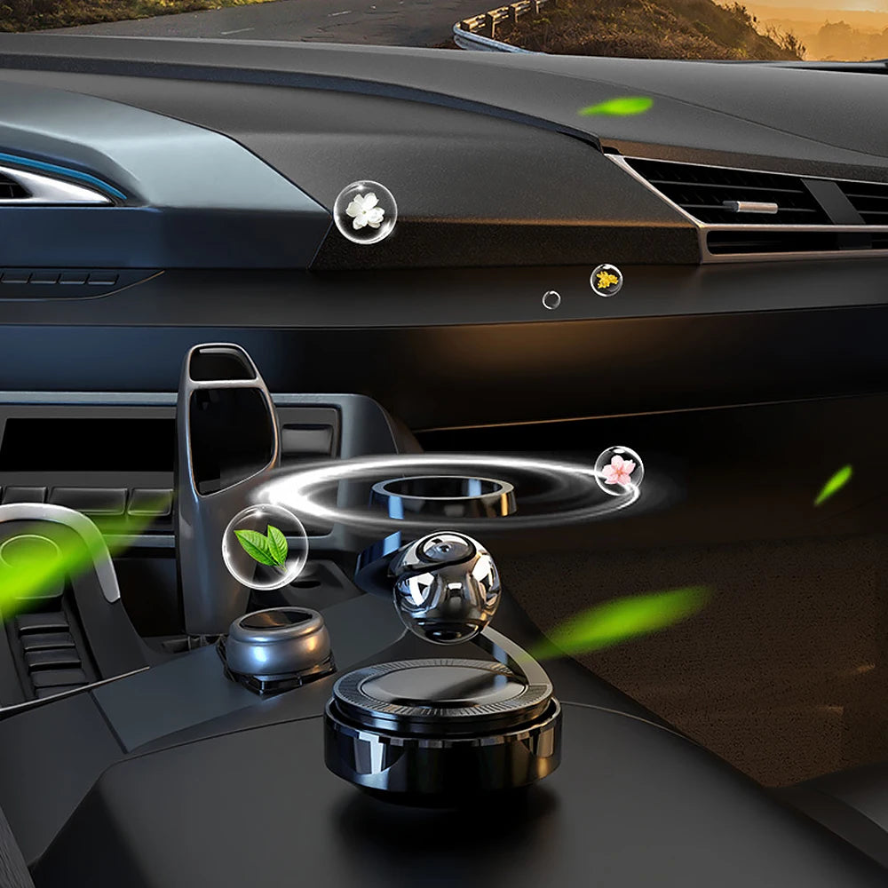 Solar Car Air Freshener Automatic Rotation Dashboard Fragrance Car Perfume Deodorant Oil Diffuser Auto Interiors Accessories