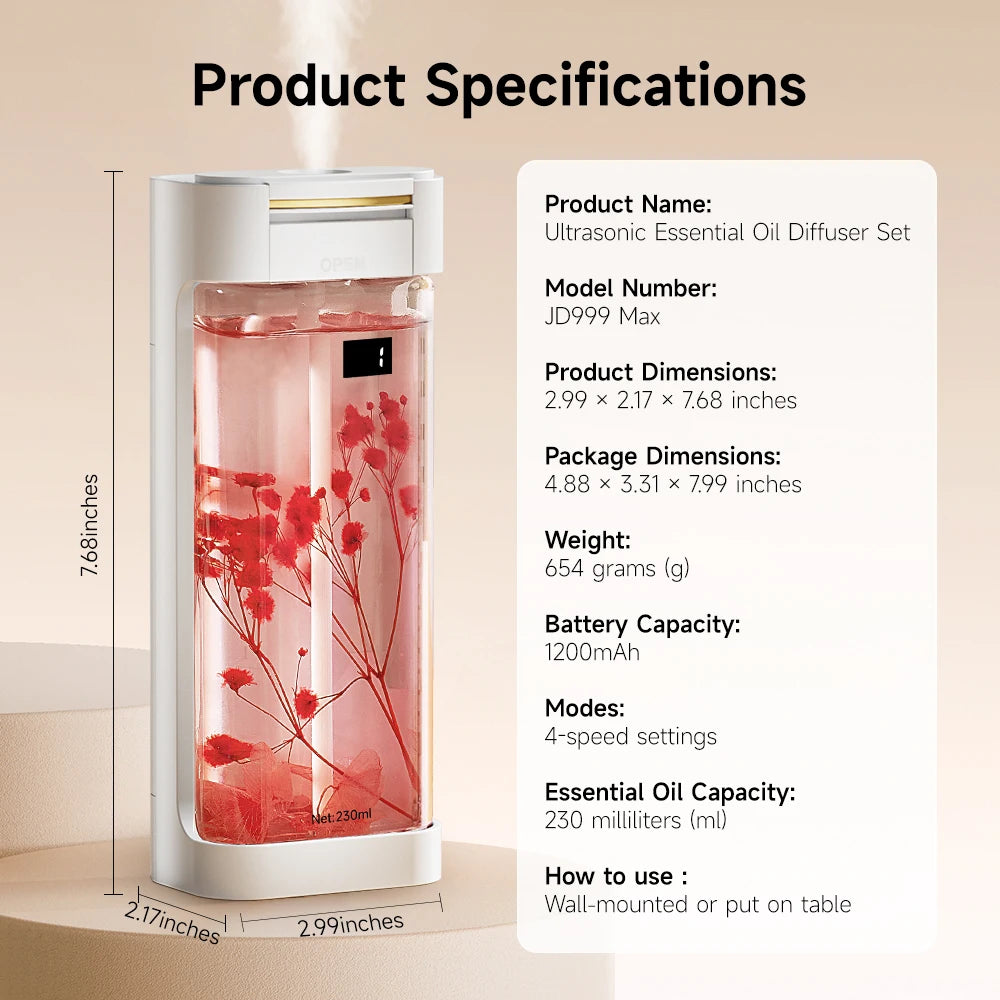 230ml Smart Aroma Diffuser, Auto Air Freshener with Refills, Premium Essential Oil Mist Sprayer, Long-Lasting Fragrance