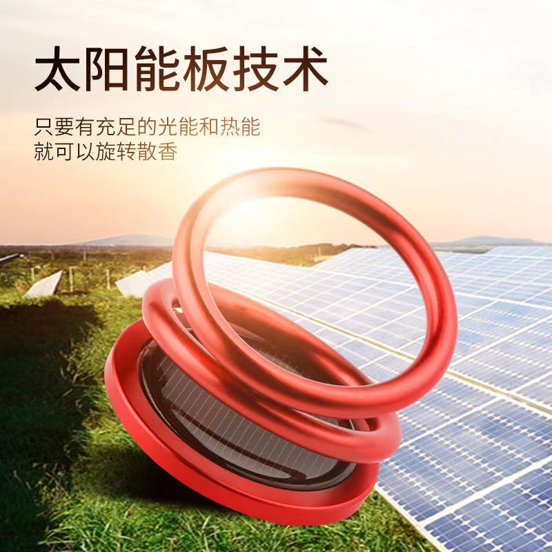 Car Air Freshener Solar Powered Double Ring Rotating Air Cleaner Automobile Interior Perfume Fragrance Diffuser Aromatherapy