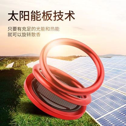 Car Air Freshener Solar Powered Double Ring Rotating Air Cleaner Automobile Interior Perfume Fragrance Diffuser Aromatherapy