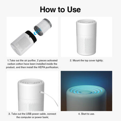 Household Air Purifier Portable Air Cleaner Mini Desktop Air Purifier With HEPA Filter Air Freshener Air Cleaner For Home Office