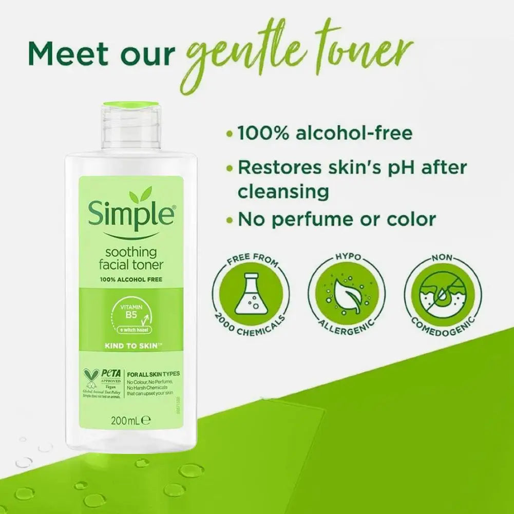 Simple Soothing Toner Long Lasting Moisturizing Gently Calms Soothes Balances Skin PH Softens Stratum Corneum