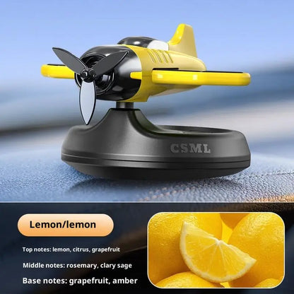 Air Freshening Diffuser with Rotating Aircraft Shape Design; Eco-friendly Solar Powered Operated for Vehicles