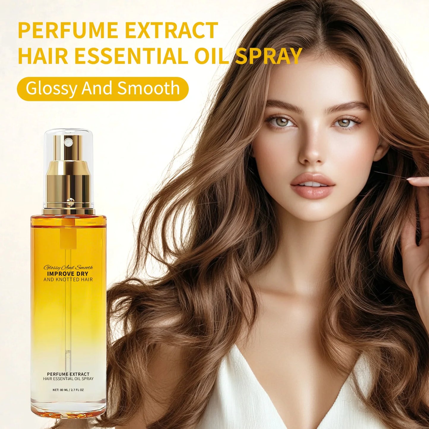 Hair Perfume Essential Oil Spray 80ml Glossy & Smooth Fix Dry &Knotted Hair Frizz Control Heat Protection Prevent Split Ends Oil