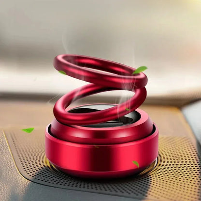 Car Air Freshener Solar Powered Double Ring Rotating Air Cleaner Automobile Interior Perfume Fragrance Diffuser Aromatherapy