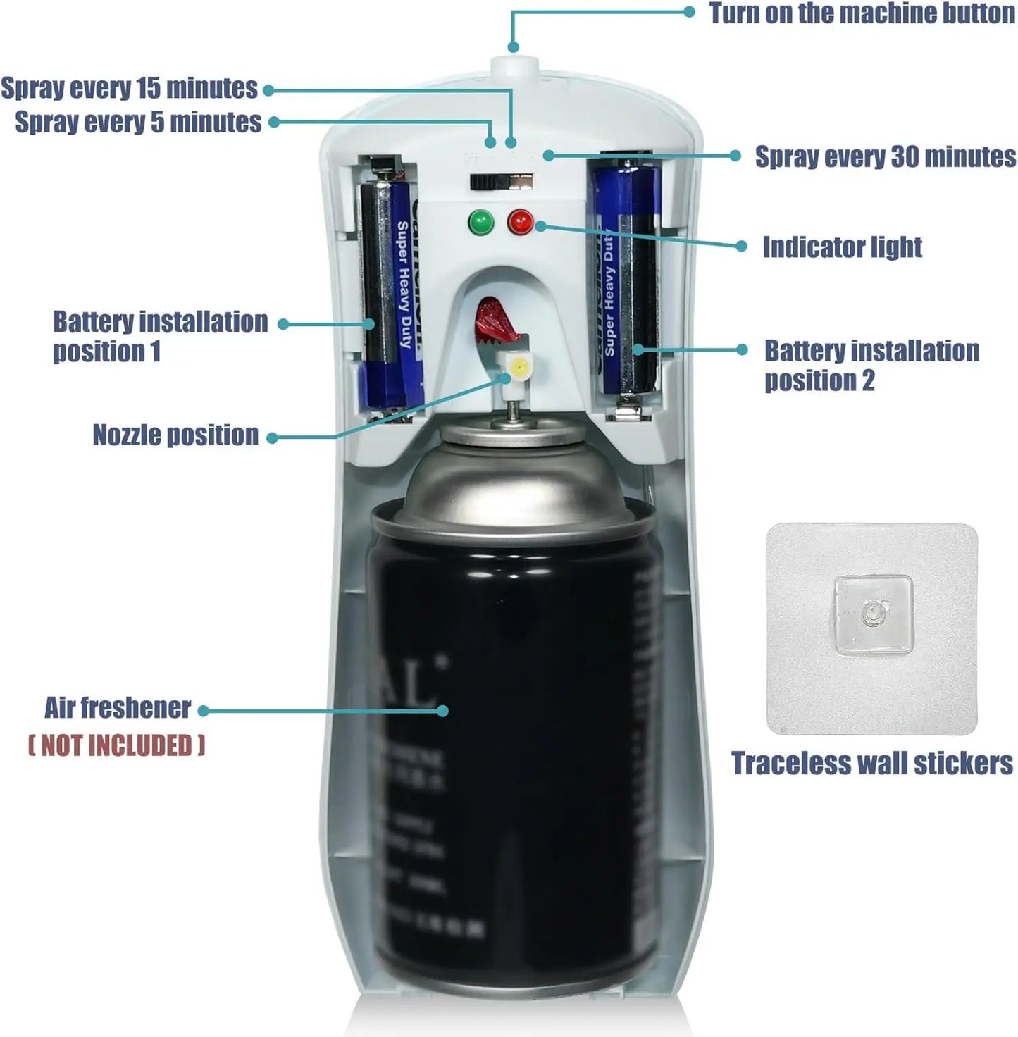 Air Freshener Aerosol Dispenser Fragrance Aerosol Spray Dispenser Car Household Wall-mounted Automatic Adjustable Aroma Diffuser