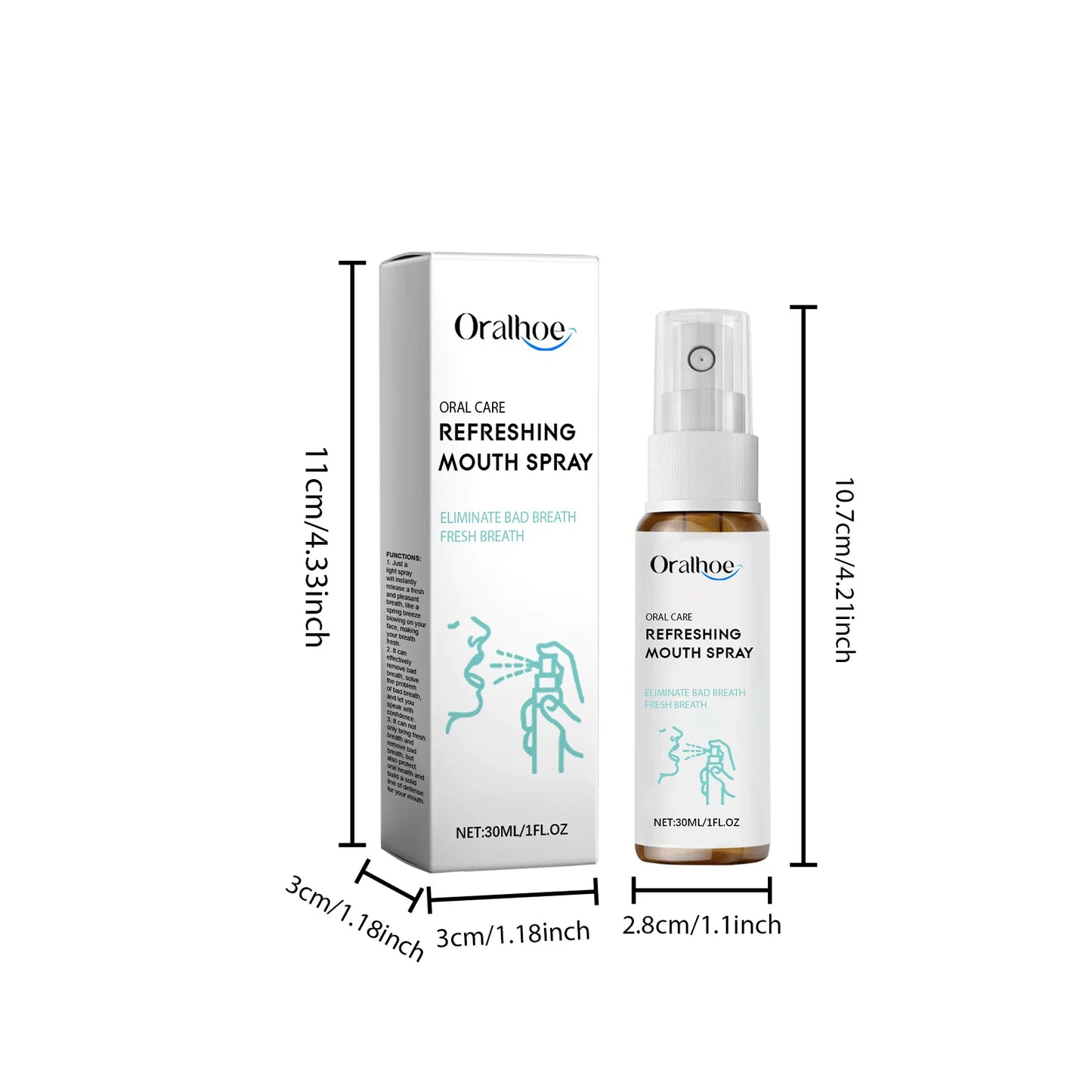 Breath Freshener Spray Remove Bad Breath Long Lasting Fresh Portable Mouthwash Oral Health Care Mint Flavor Mouth Cleaning Spray