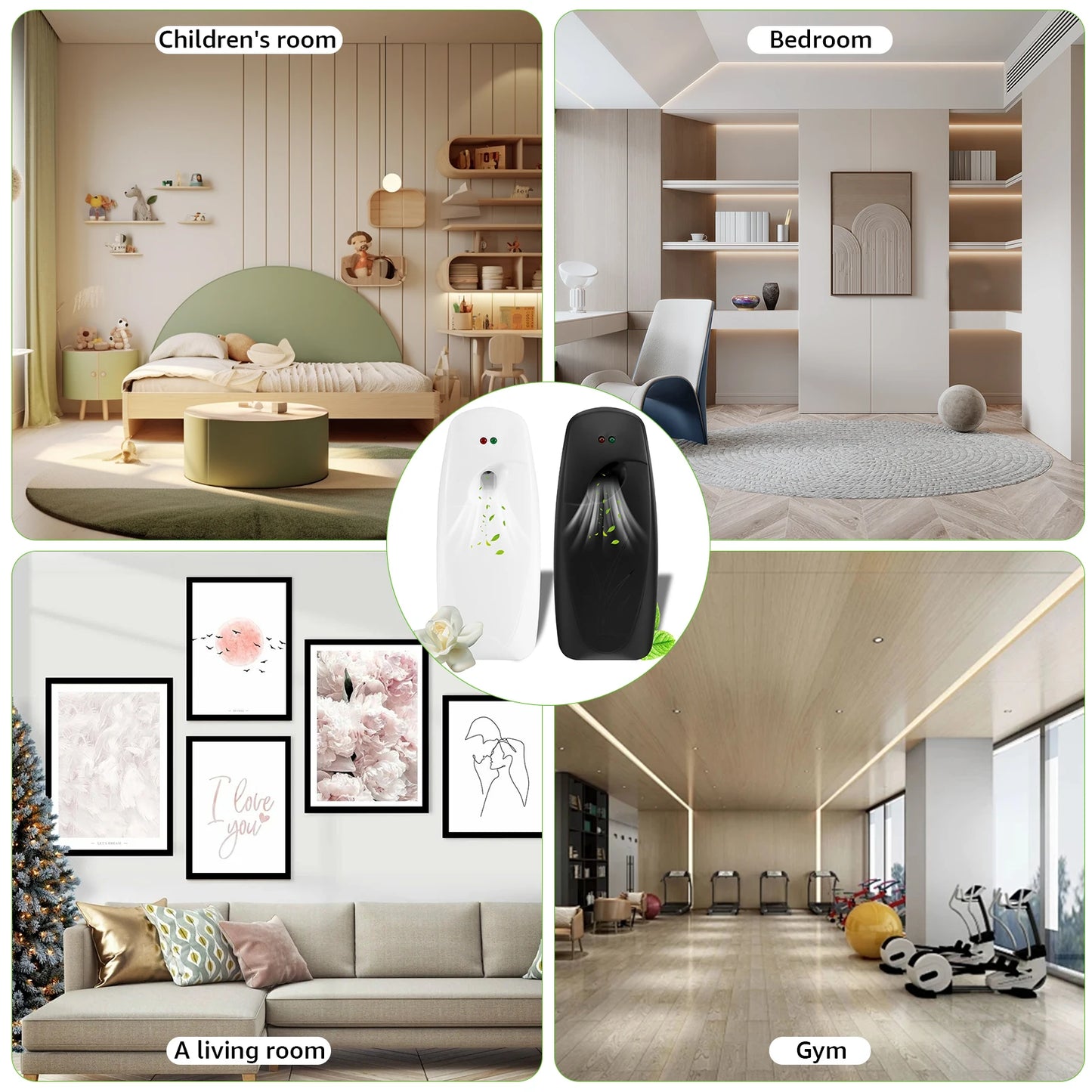 2Pcs Air Fresher Spray Dispenser Household Wall-mounted Automatic 3  Adjustable Mode  Aroma Diffuser Toilet Room Odor Eliminator