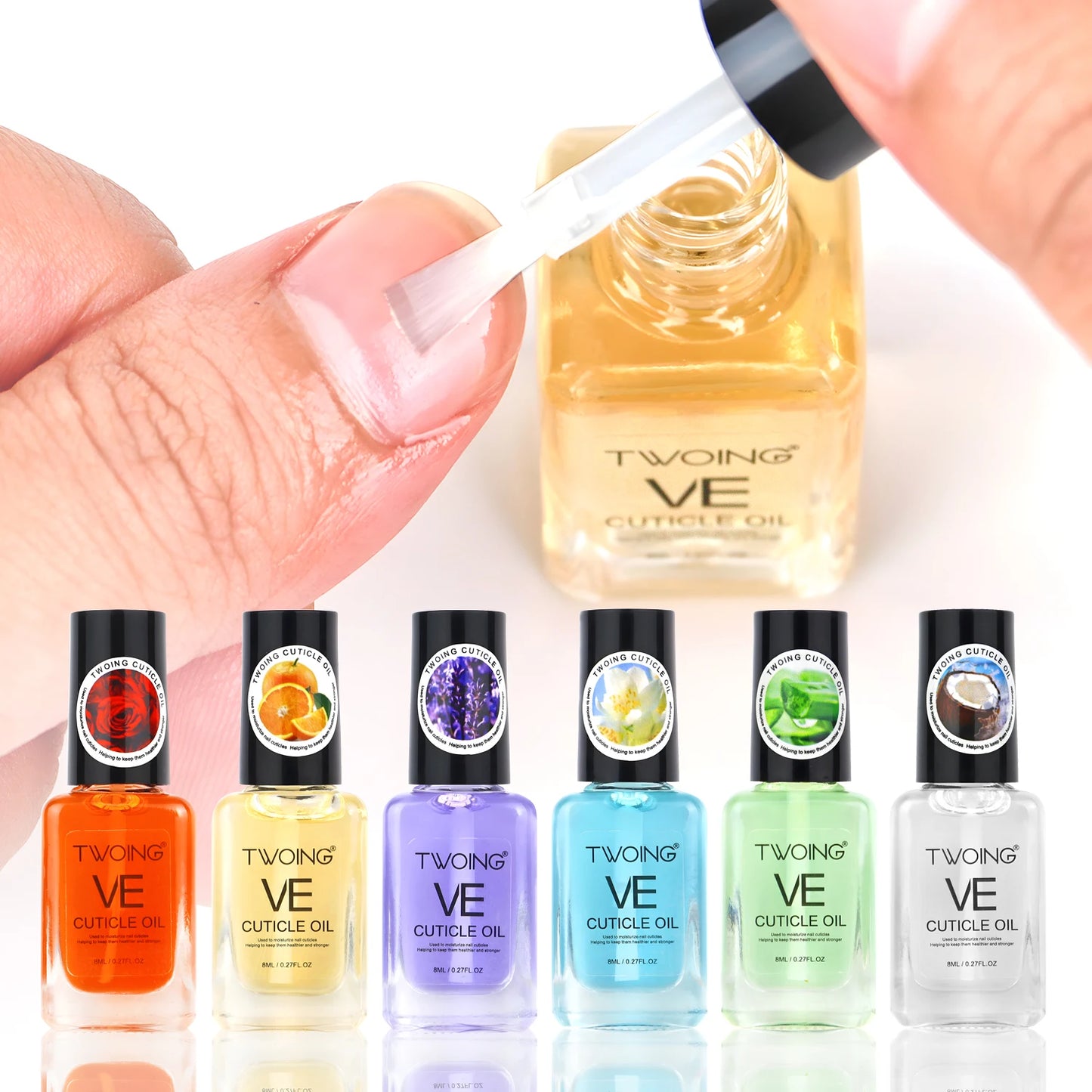 TWOING Vitamin E Nail Care Oils，Nail Cuticle Hydration & Nail Strengthening, Deeply Moisturizing for Healthier,Shinier,Nails 8ML